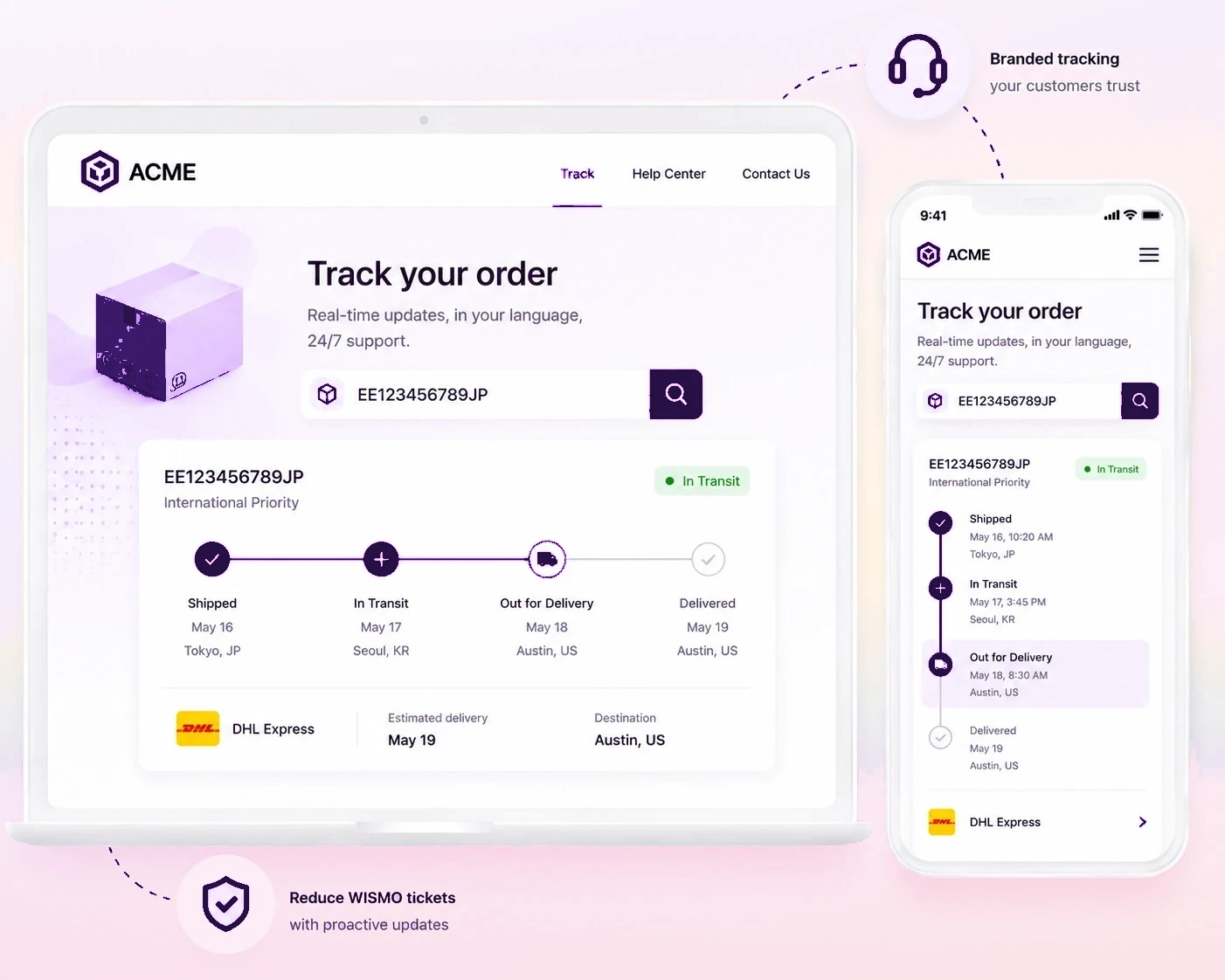 Vorschau der Self-Service-Sendungsverfolgung im eigenen Branding